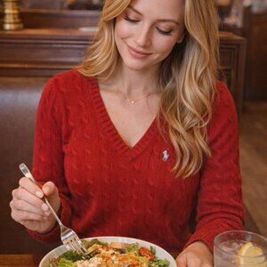 Ralph Lauren Red V-Neck Sweater